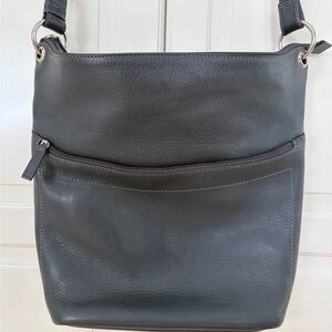 Derek Alexander Gray Leather Crossbody Bag